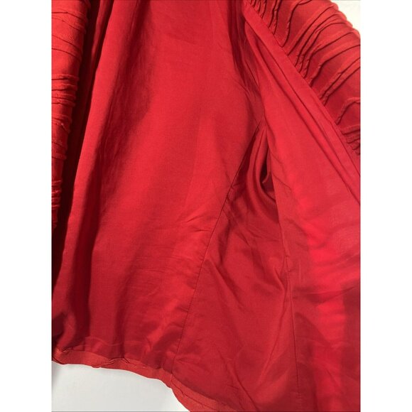 Chicos Womens Jacket Size Large Solid Red Textured Lined Long Sleeve Zip Pockets - Picture 5 of 6
